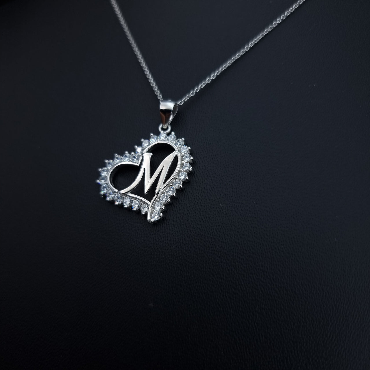 Letter M Heart Necklace