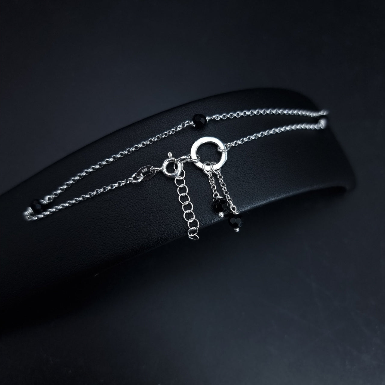 Black Beads Anklet SLPAK0070