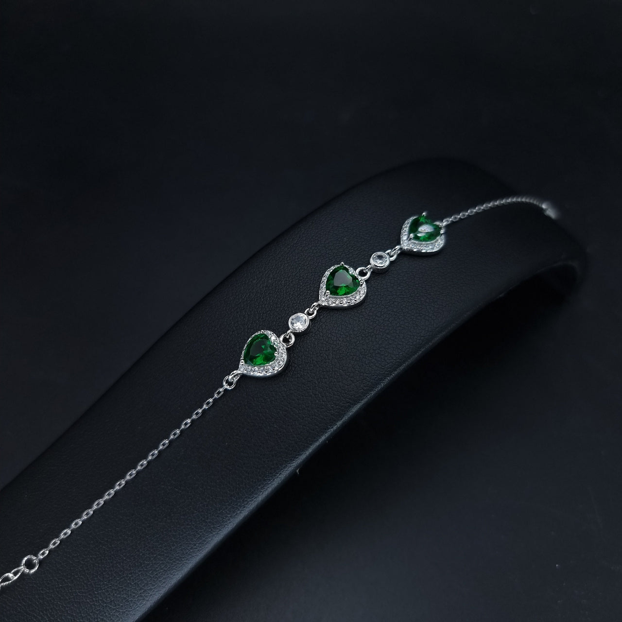 Heart Shape Green Zircon Stones Bracelet