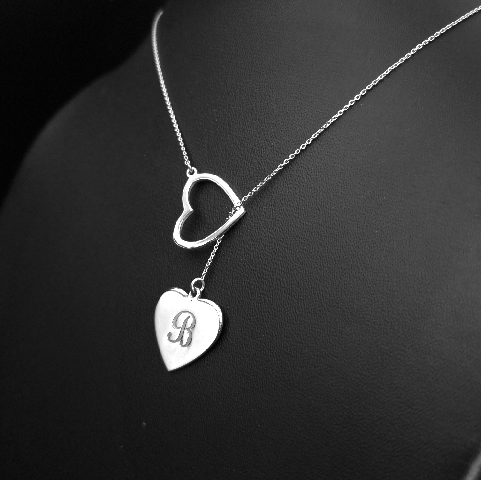 925 Silver - Personalised Sliding Hearts Necklace