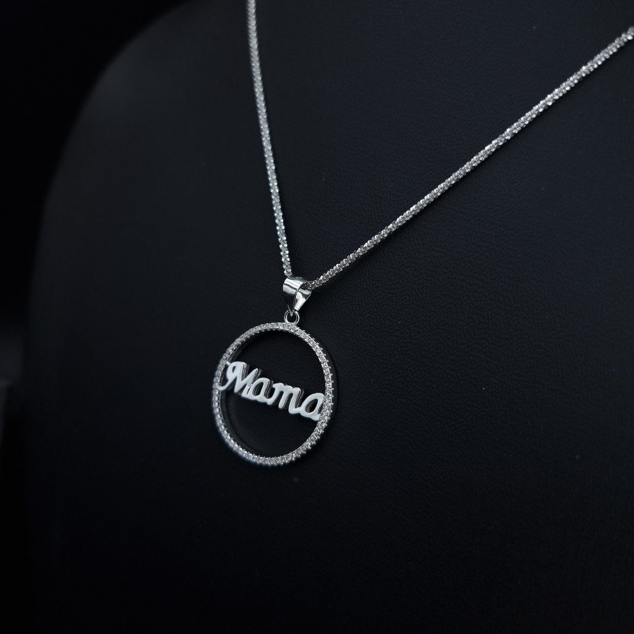 "Mama" Clear Stones Necklace