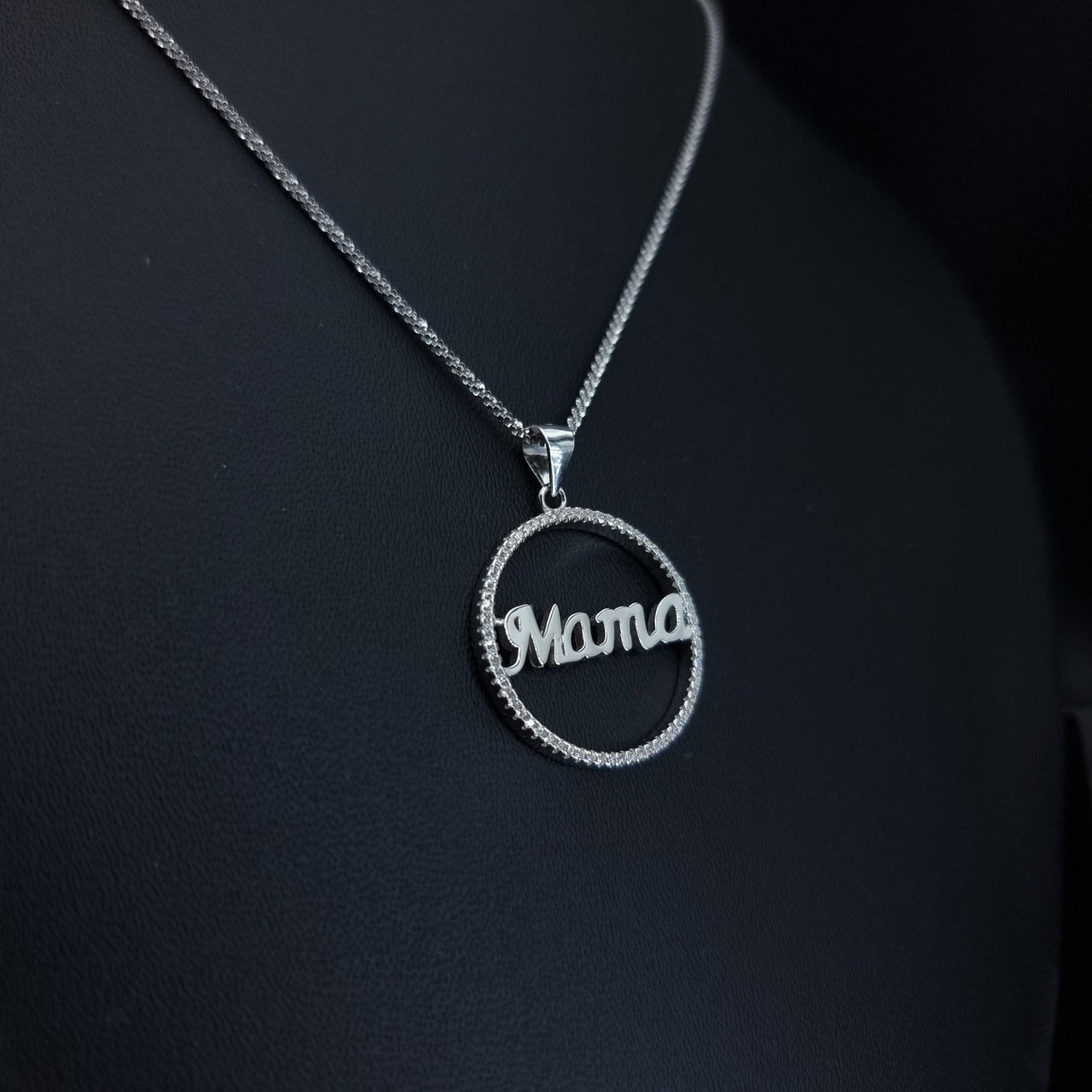 "Mama" Clear Stones Necklace