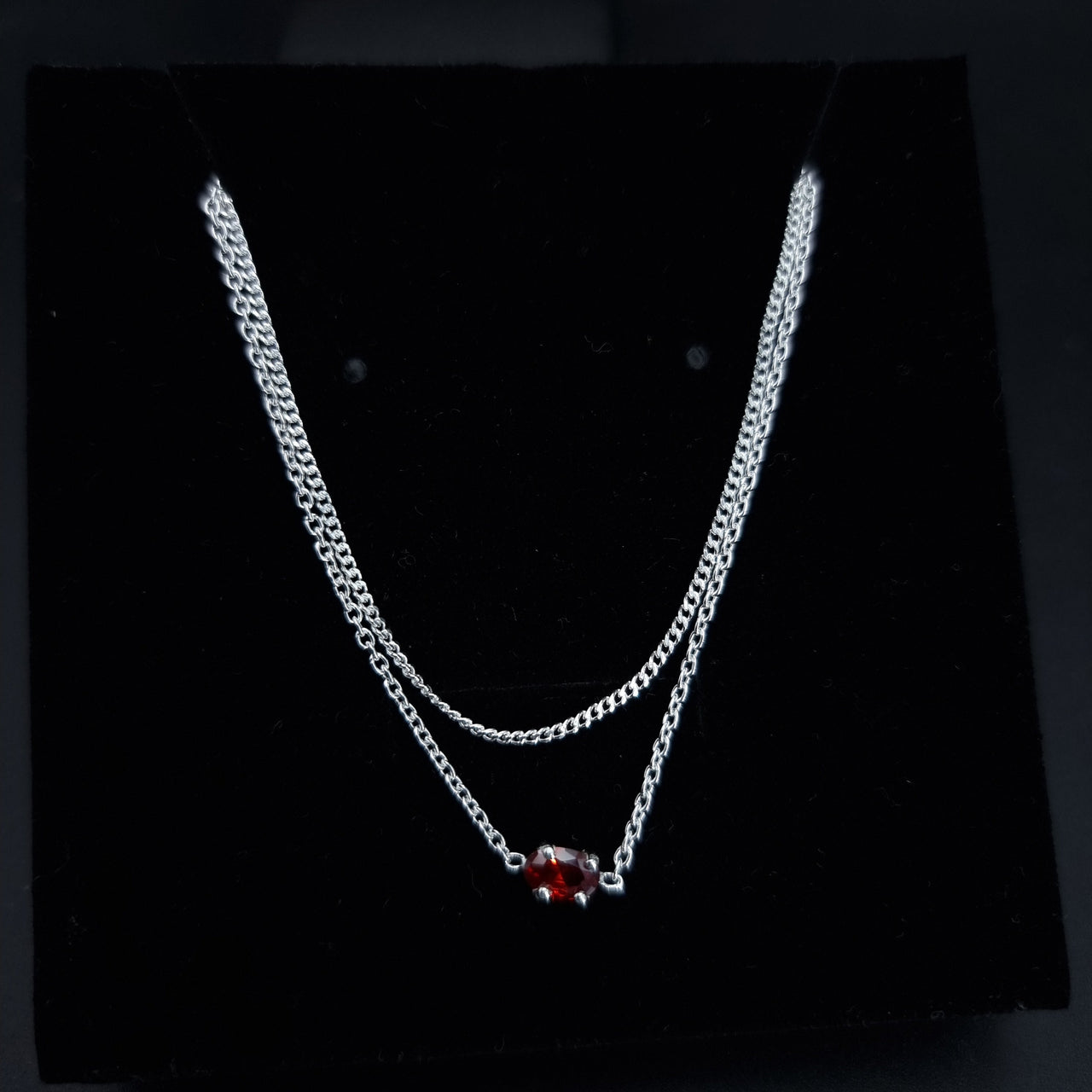 Red Stone Double Chain Anklet
