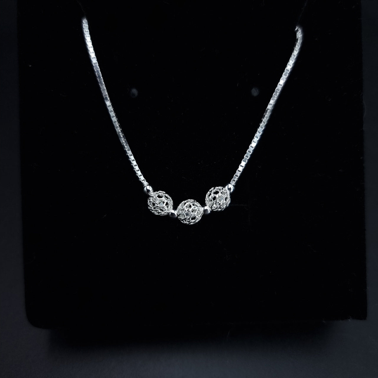 Silver Beads Anklet SLPAK0079