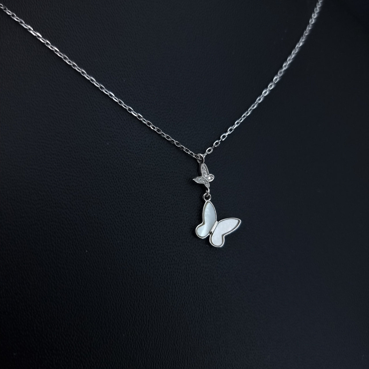 White Butterfly Necklace