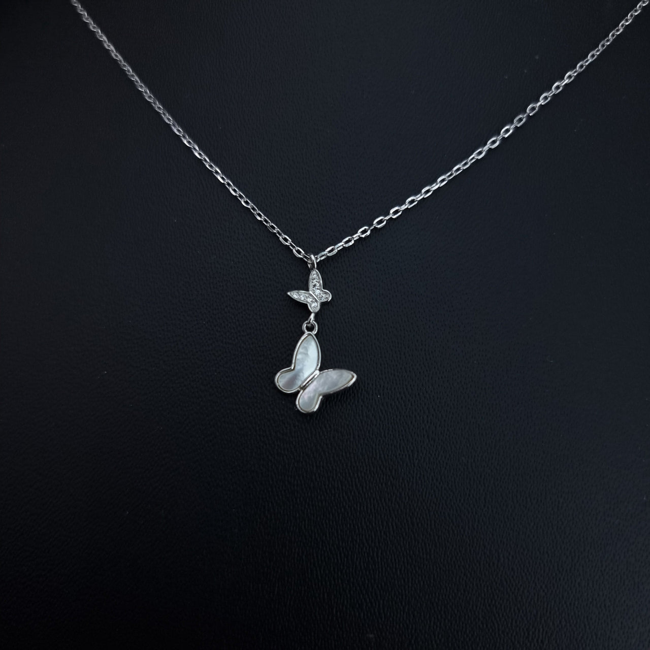 White Butterfly Necklace