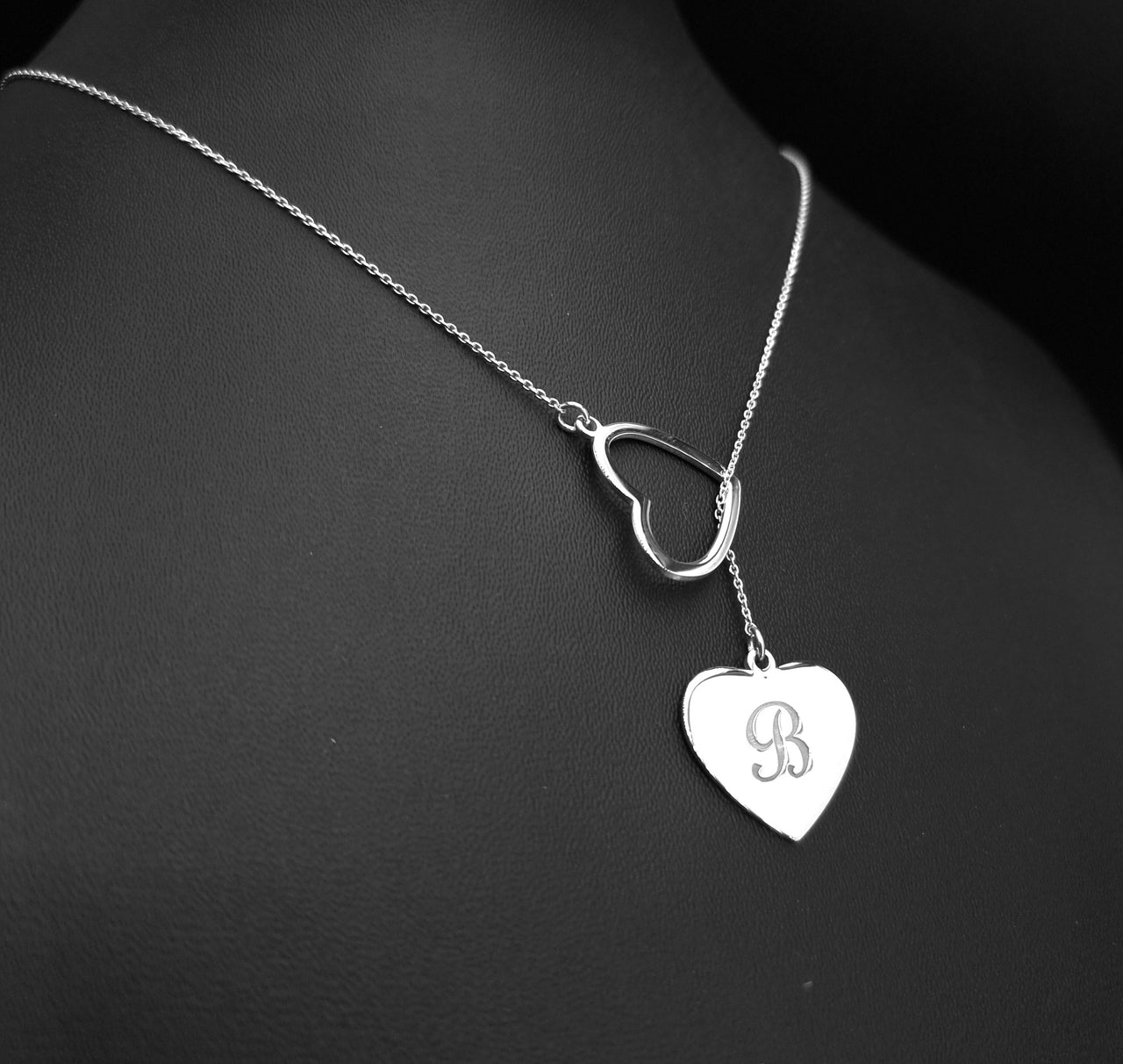 925 Silver - Personalised Sliding Hearts Necklace