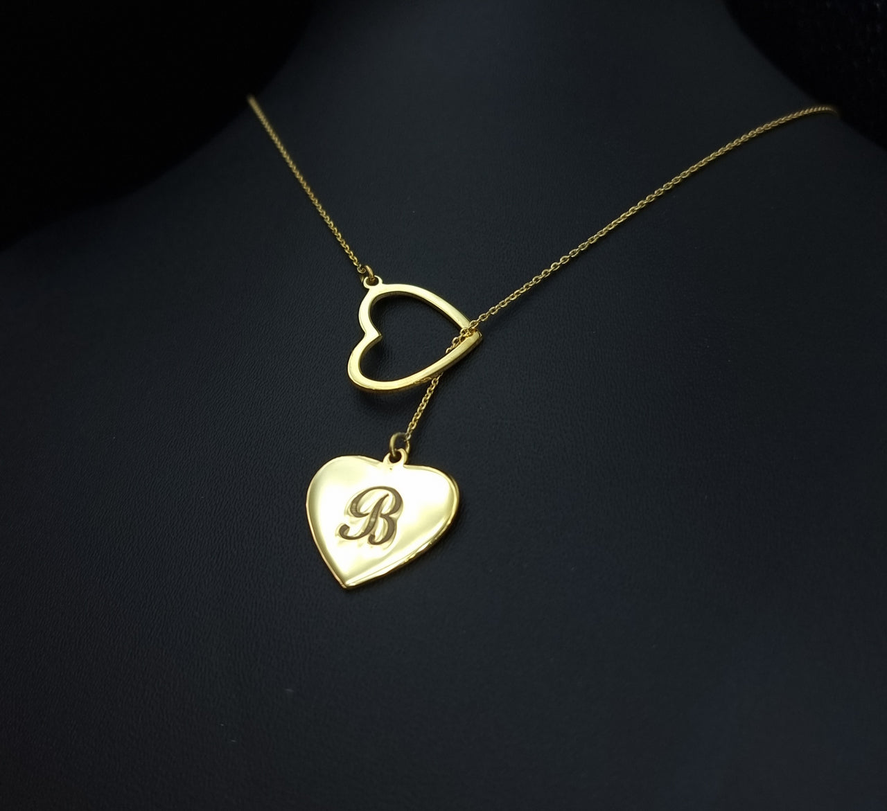 925 Silver - Personalised Sliding Hearts Necklace