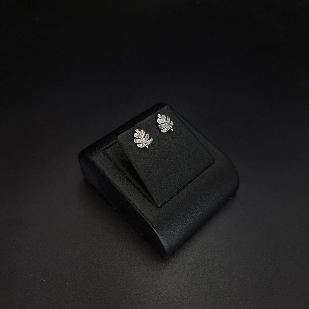 Clear Stones Tree Leaf Stud Earring