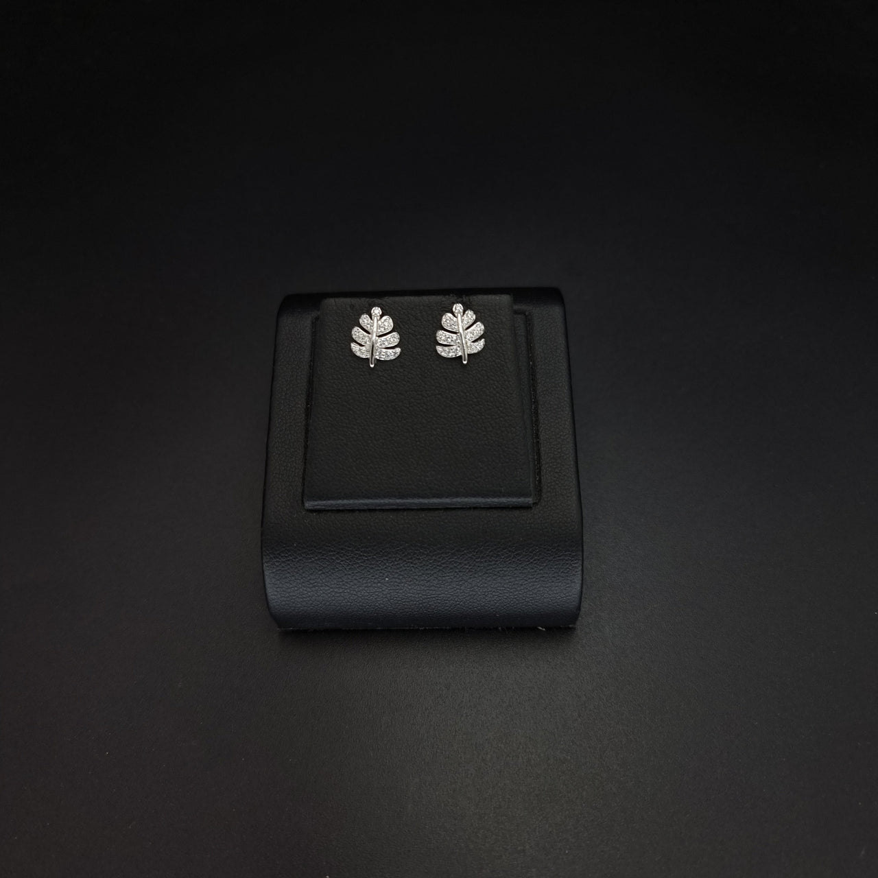Clear Stones Tree Leaf Stud Earring