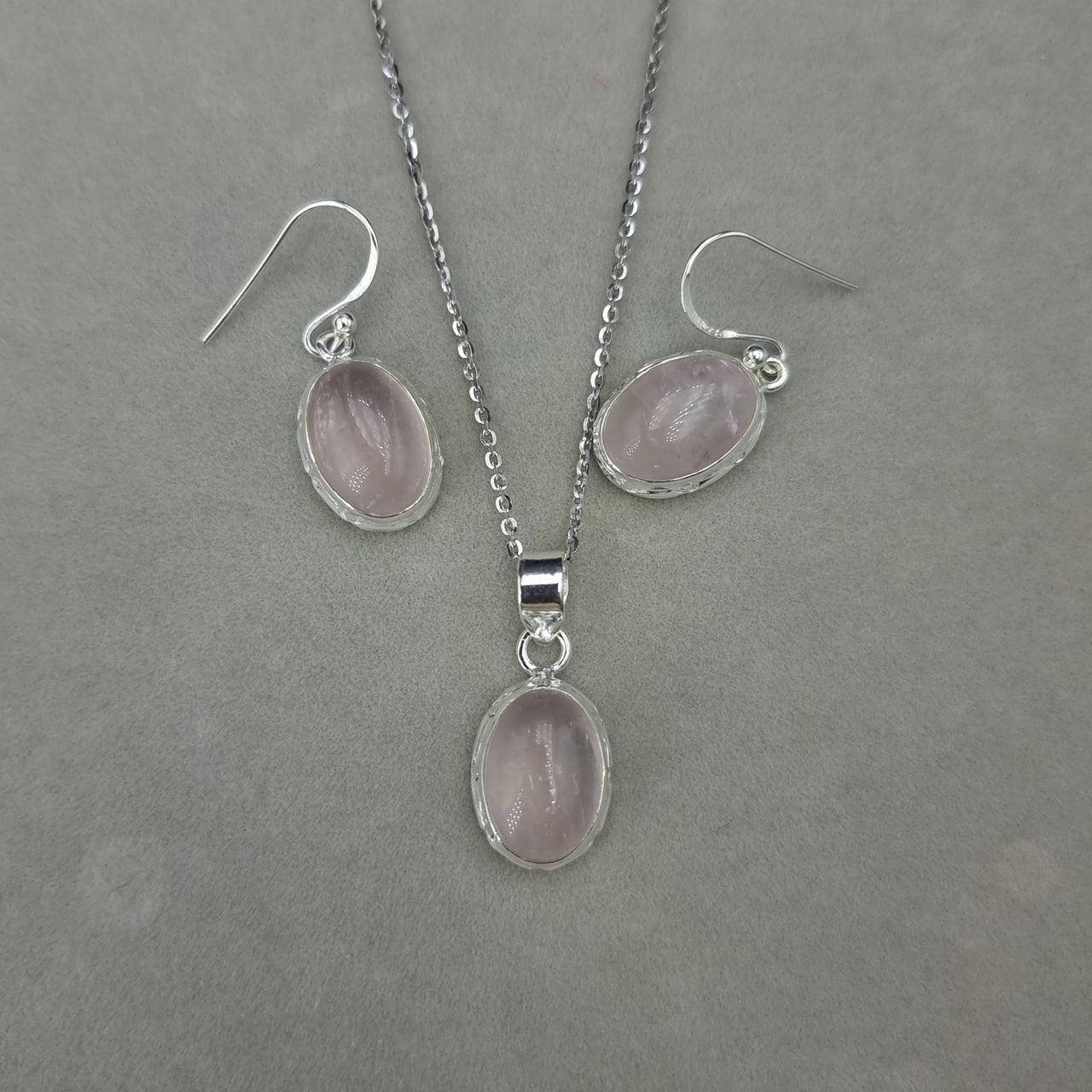 Natural Rose Quartz Stones Half Set