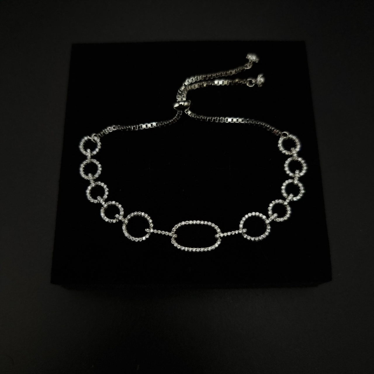 Sliding Lock Clear Stones Trendy Bracelet