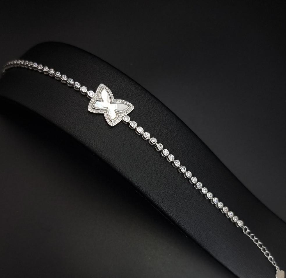 White Shell Butterfly Tennis Bracelet
