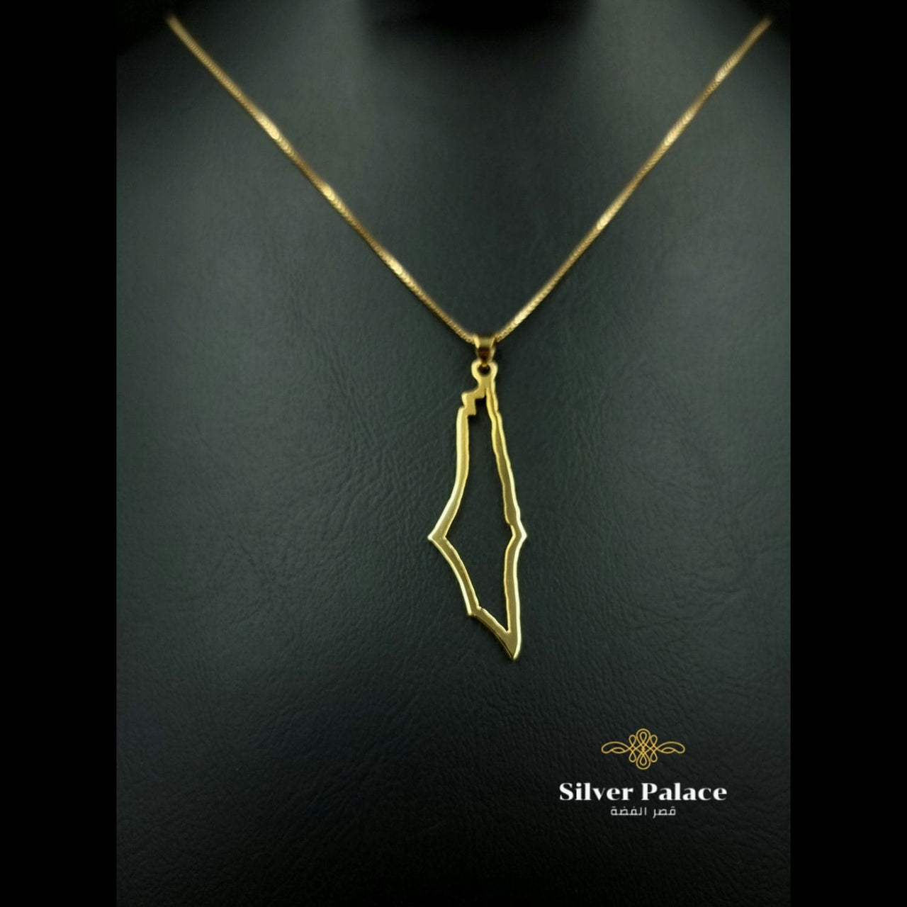 Palestine map frame necklace