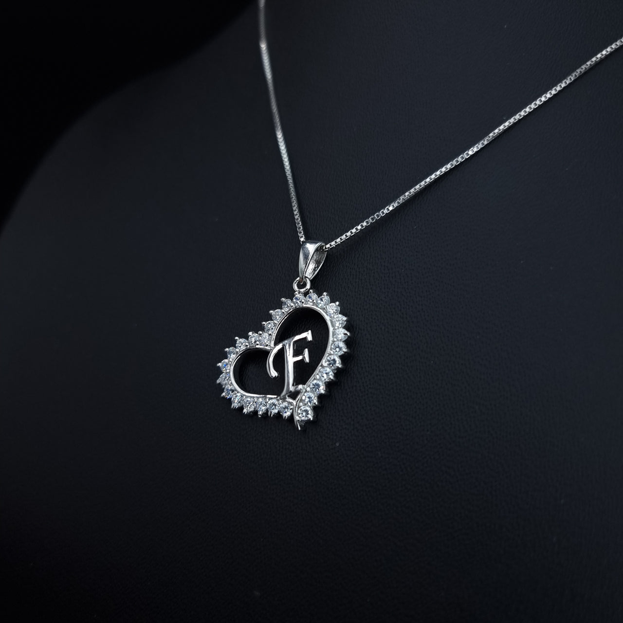 Letter F Heart Necklace