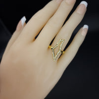 Thumbnail for Hand-made Gold Plated 925 Silver Palestine Map Frame Ring With Stones