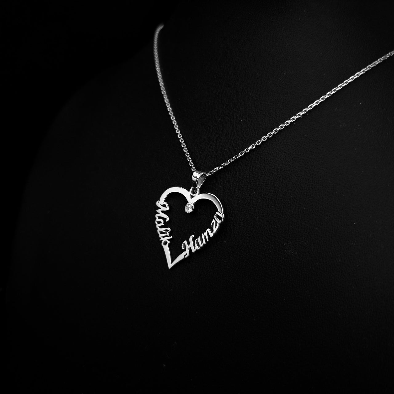 925 Silver Customized handmade 2 Names Heart Necklace