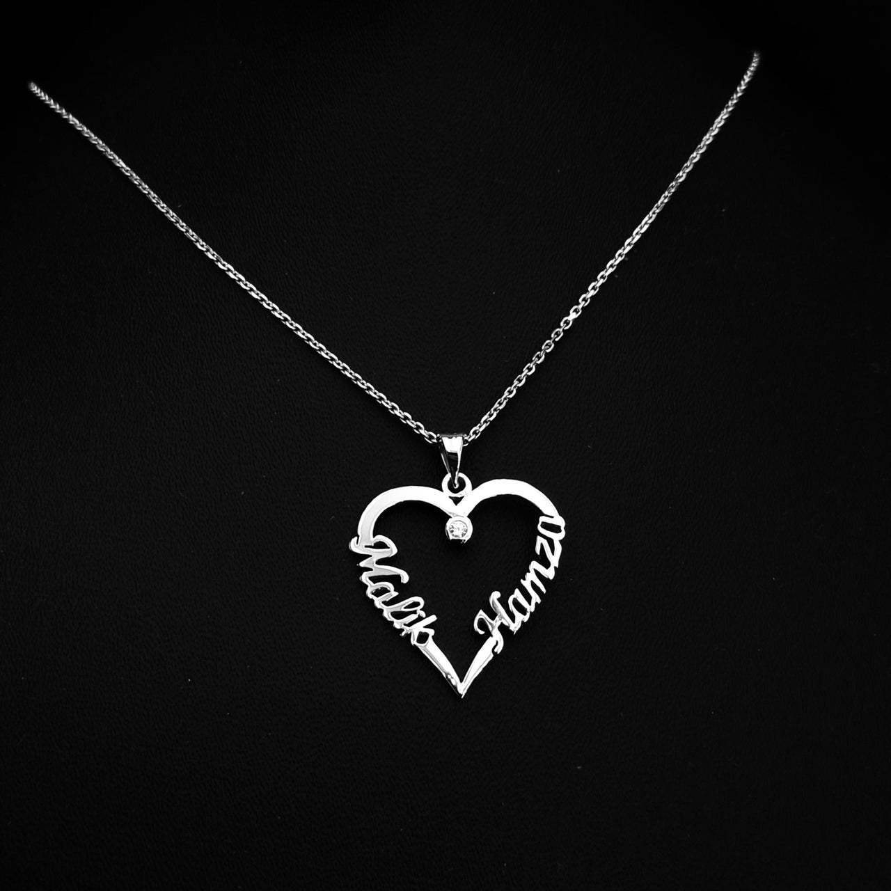 925 Silver Customized handmade 2 Names Heart Necklace
