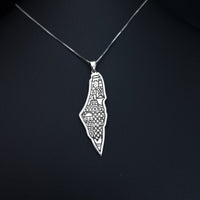 Thumbnail for 925 Silver Handmade Palestine Map Necklace 0118
