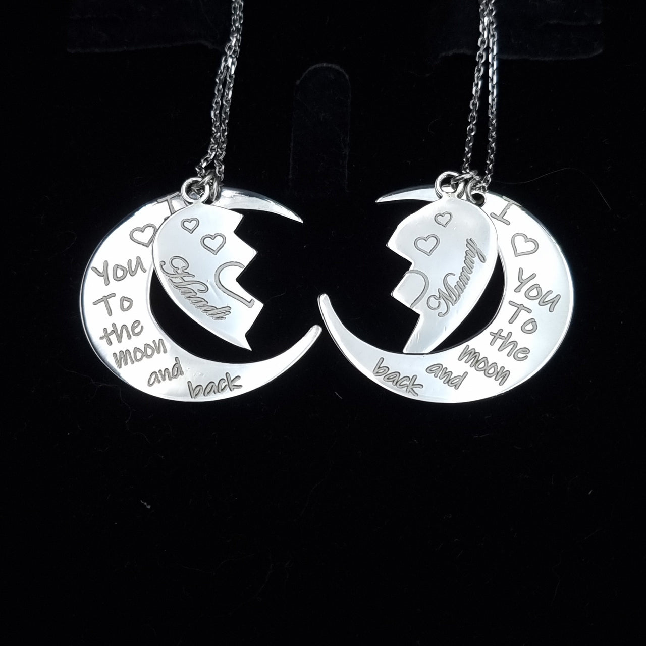 925 Silver - Handmade Personalised Couple twin necklace