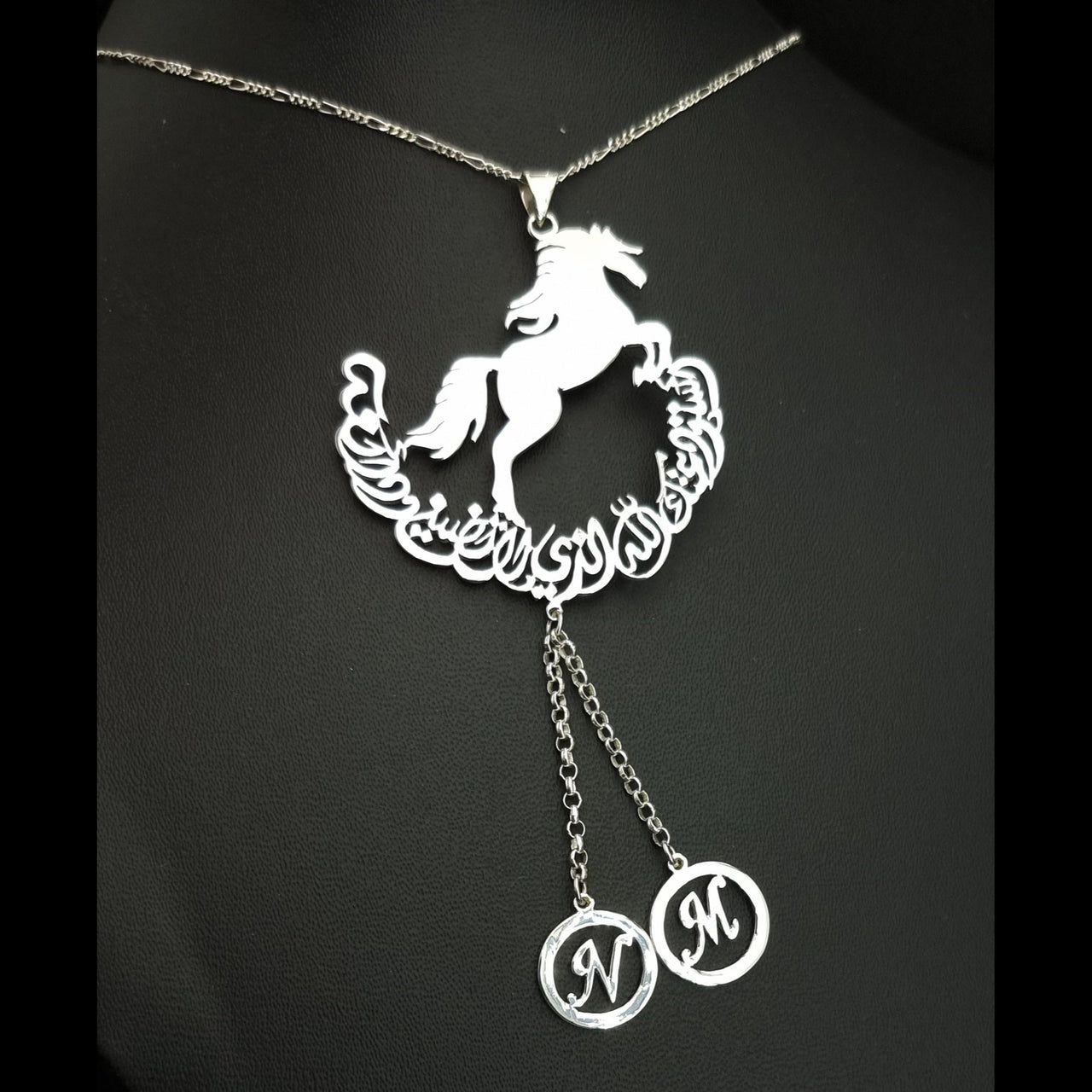 925 Silver - Handmade mirror hanging horse pendant