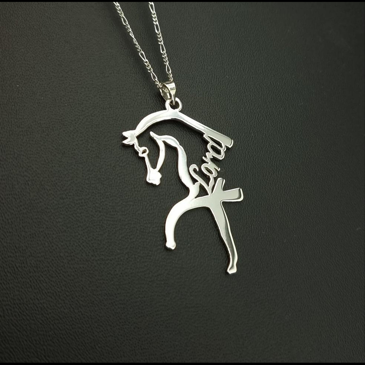 925 Silver Horse With Name Car Hanging