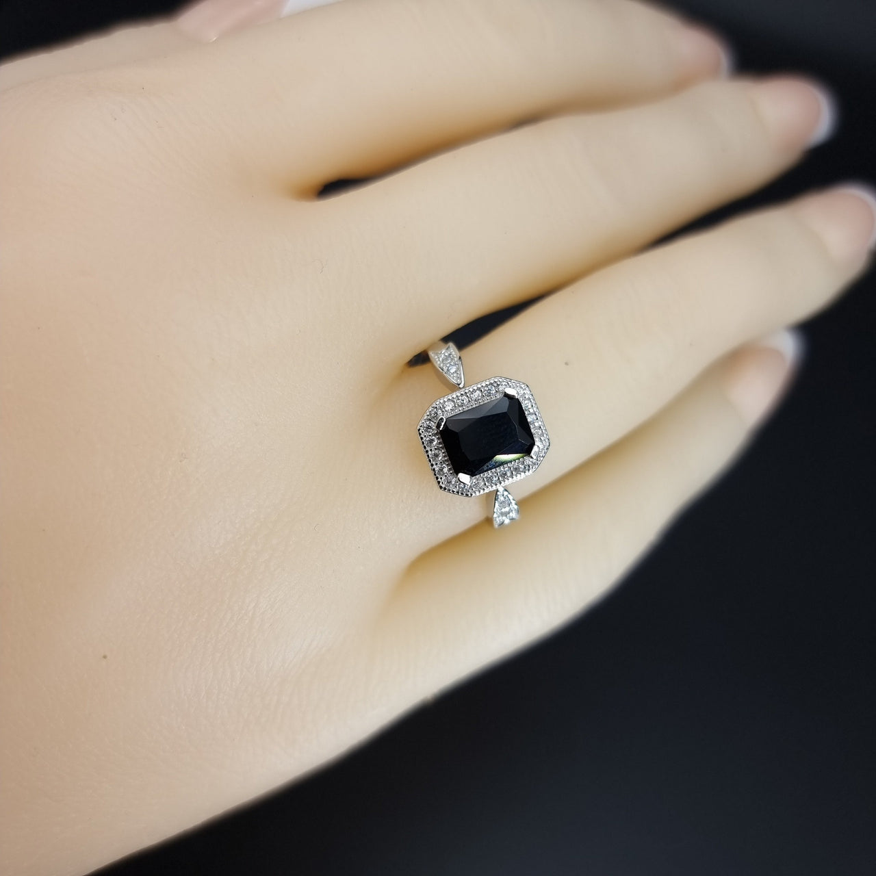 Black Zircon Stone Ring
