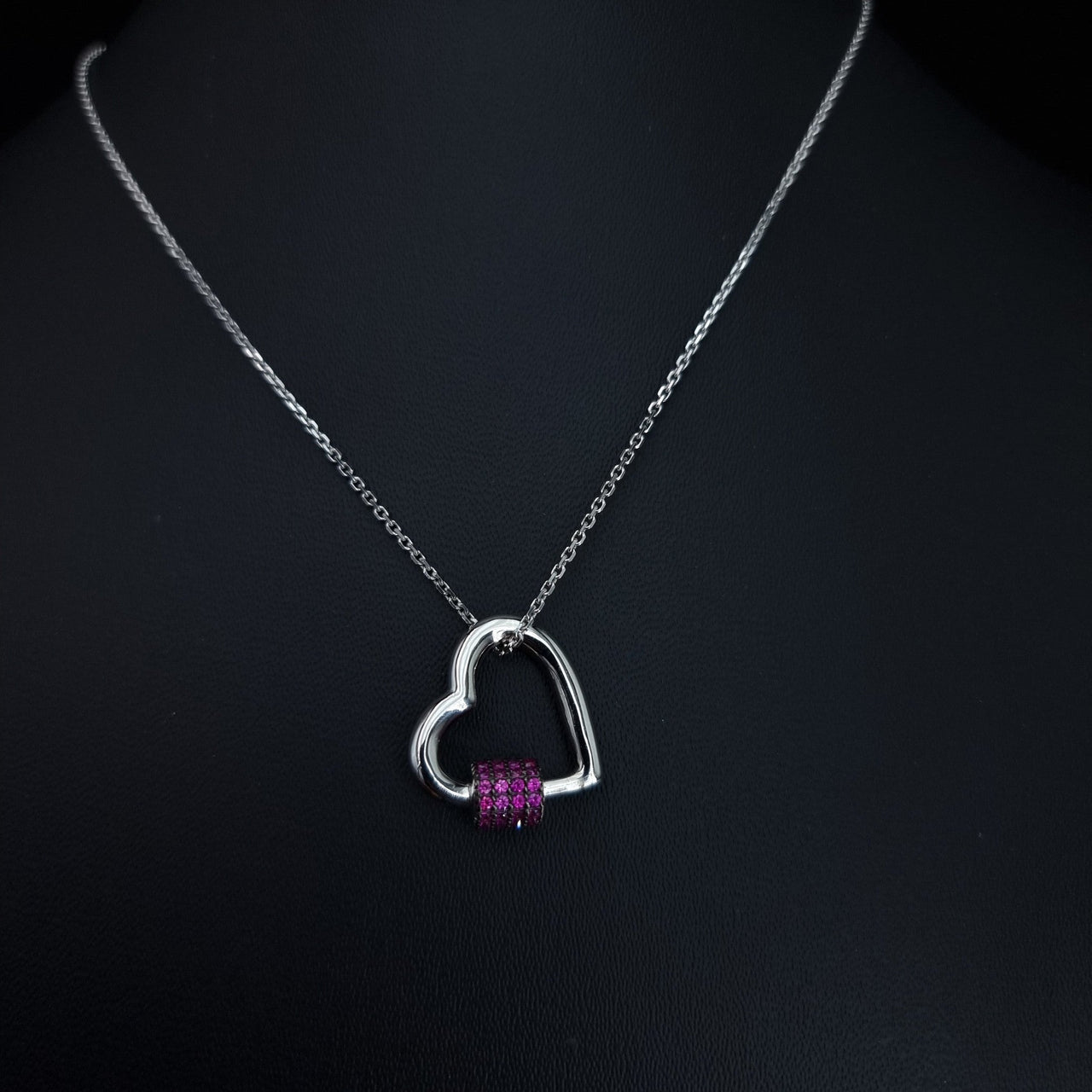 Heart And Pink Stones Necklace