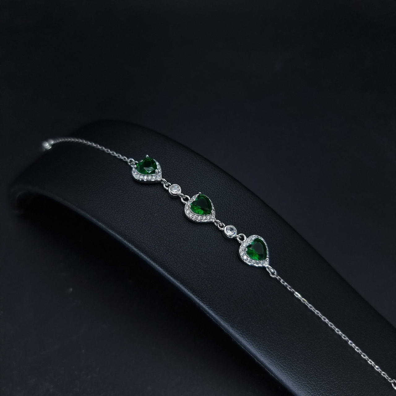Heart Shape Green Zircon Stones Bracelet