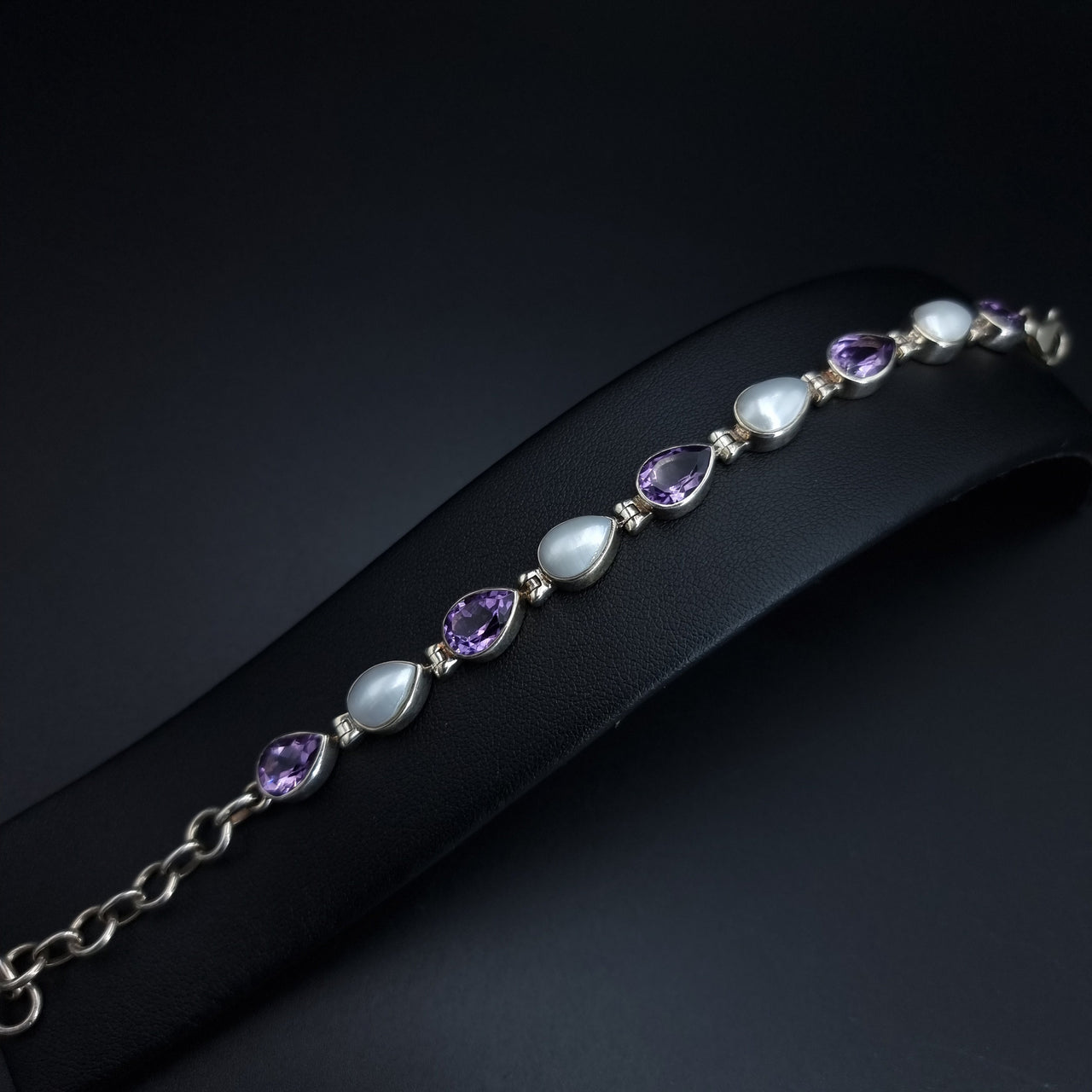 Natural Amethyst And Fresh-water Pearl Bracelet