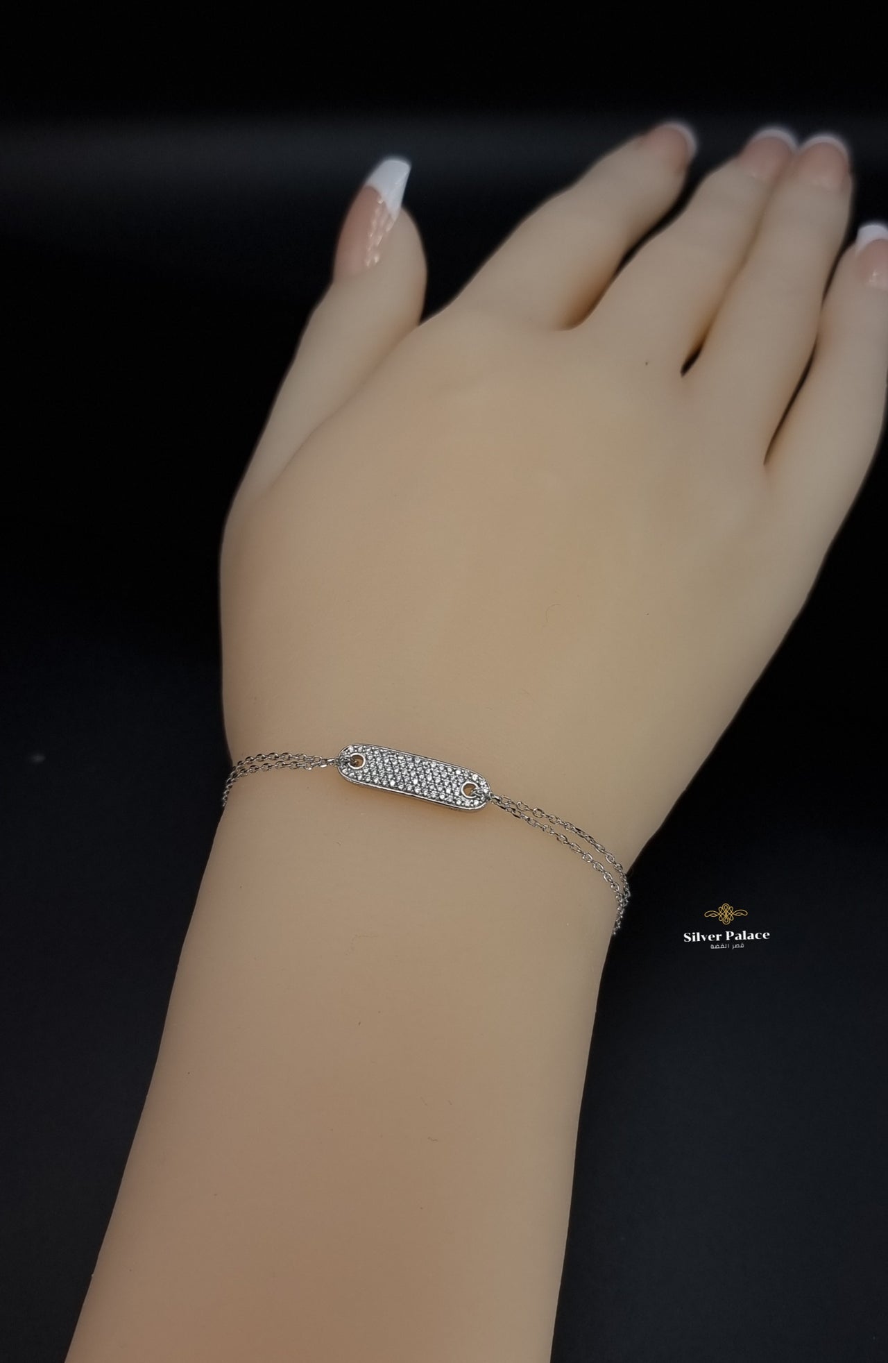 Trendy Clear Stones and Double chain bracelet