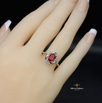 Thumbnail for Red zircon stone flower ring