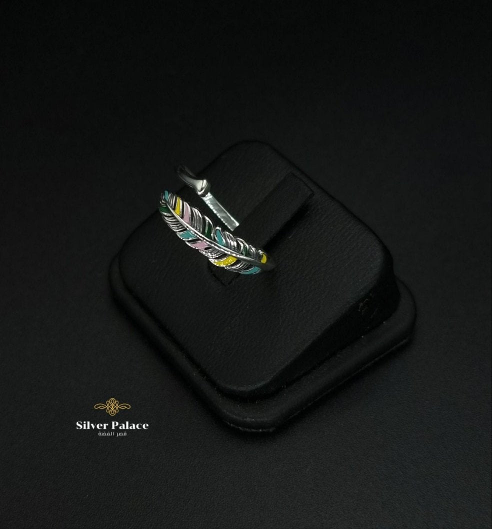 Colored Feather Open Ring