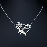 Thumbnail for Rose & heart personalised name necklace