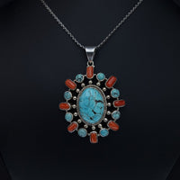 Thumbnail for Natural Coral (Marjan) And Turquoise Stones Necklace