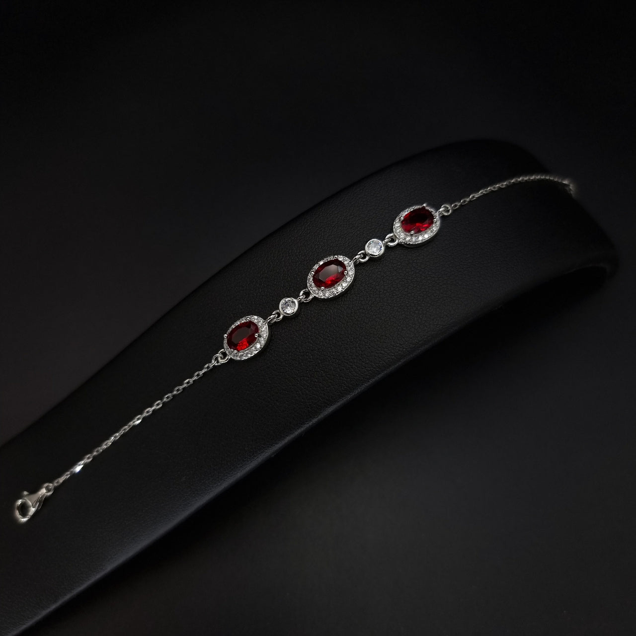 Oval Red Zircon Stone Bracelet