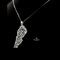 Thumbnail for 925 silver necklace - Handmade Lebanon map