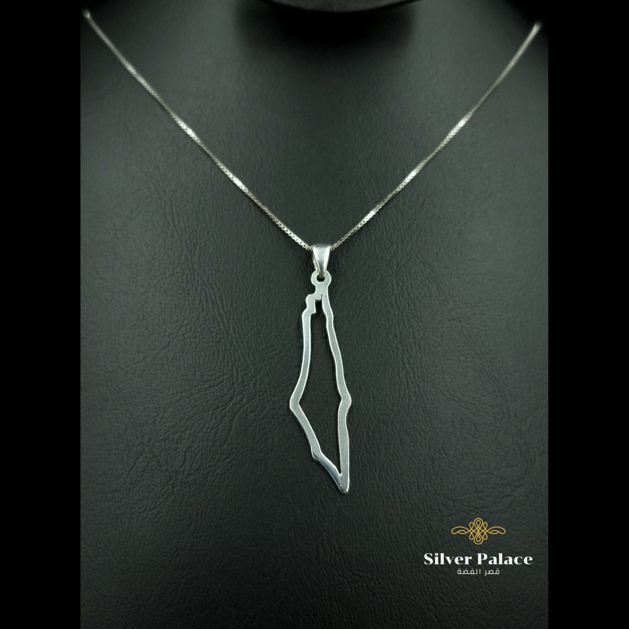 Palestine map frame necklace